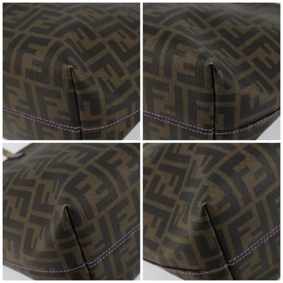 FENDI Zucca Canvas Tote Bag PVC Black Brown Auth ep11387 - Picture 14 of 16